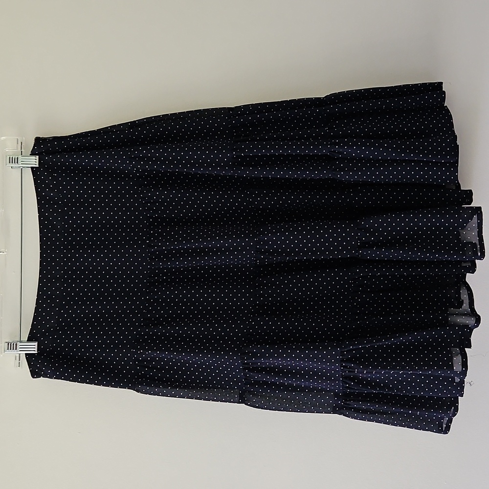 Navy Blue Semi-sheer Polka-dot Tiered Skirt Coquette‎ Size 8